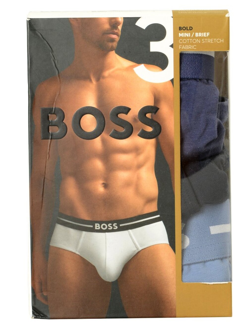 Hugo Boss Men's "HipBr Bold" Logo Strap 3 Pack Hip Brief Underwear US S IT 48